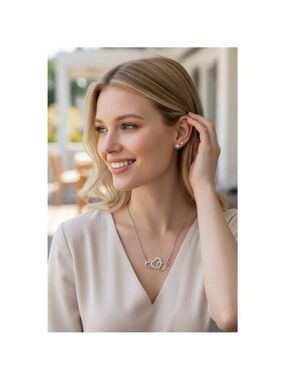 White Stag Silver Heart Necklace & Earring Set Hypoallergenic